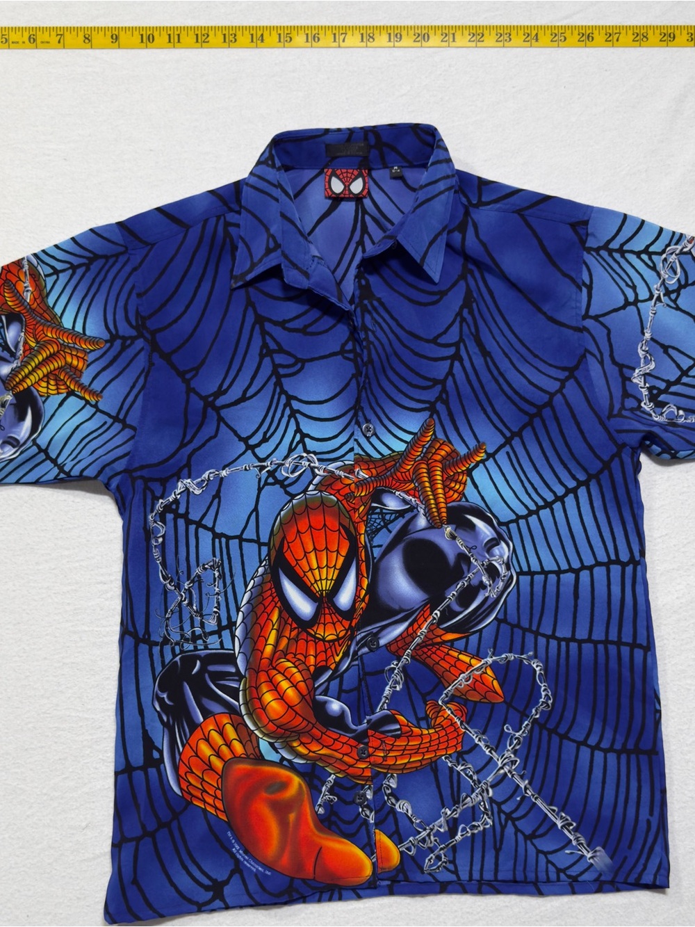 2001 vintage Spider-Man Graphic Blue Short-Sleeve Shirt